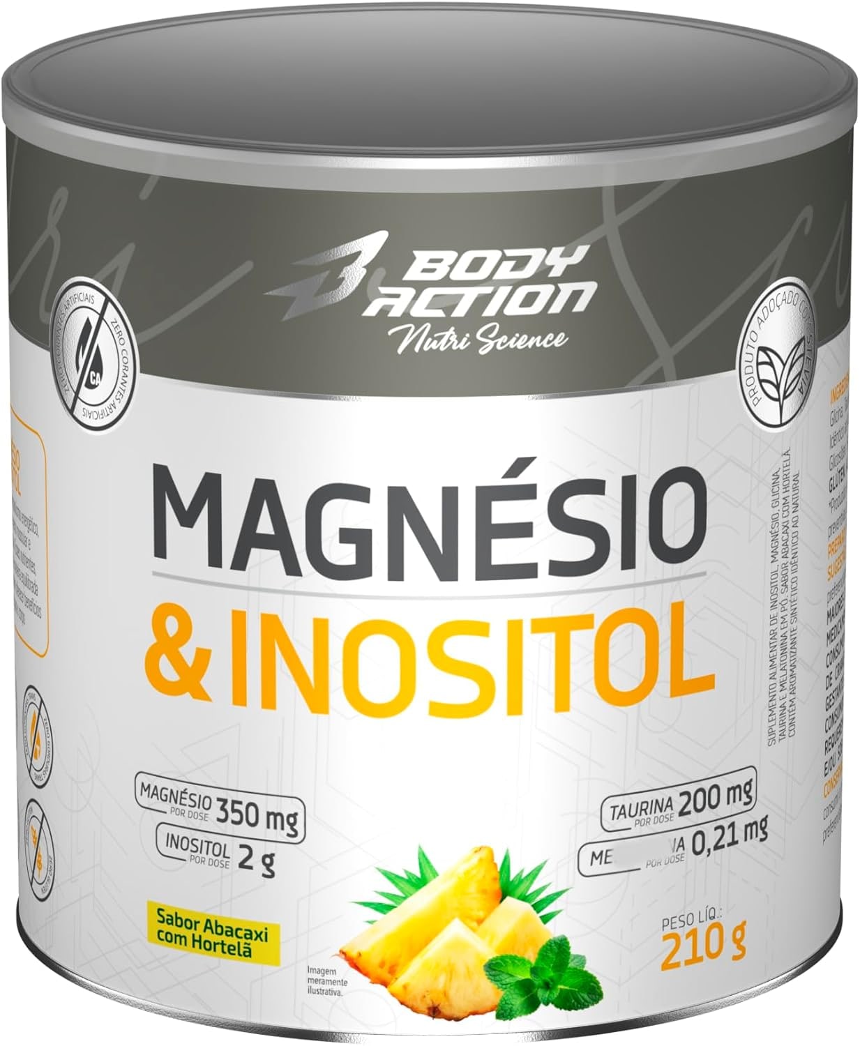 Magnesio Inositol - 210g - Sabor Abacaxi com Hortela - Body Action