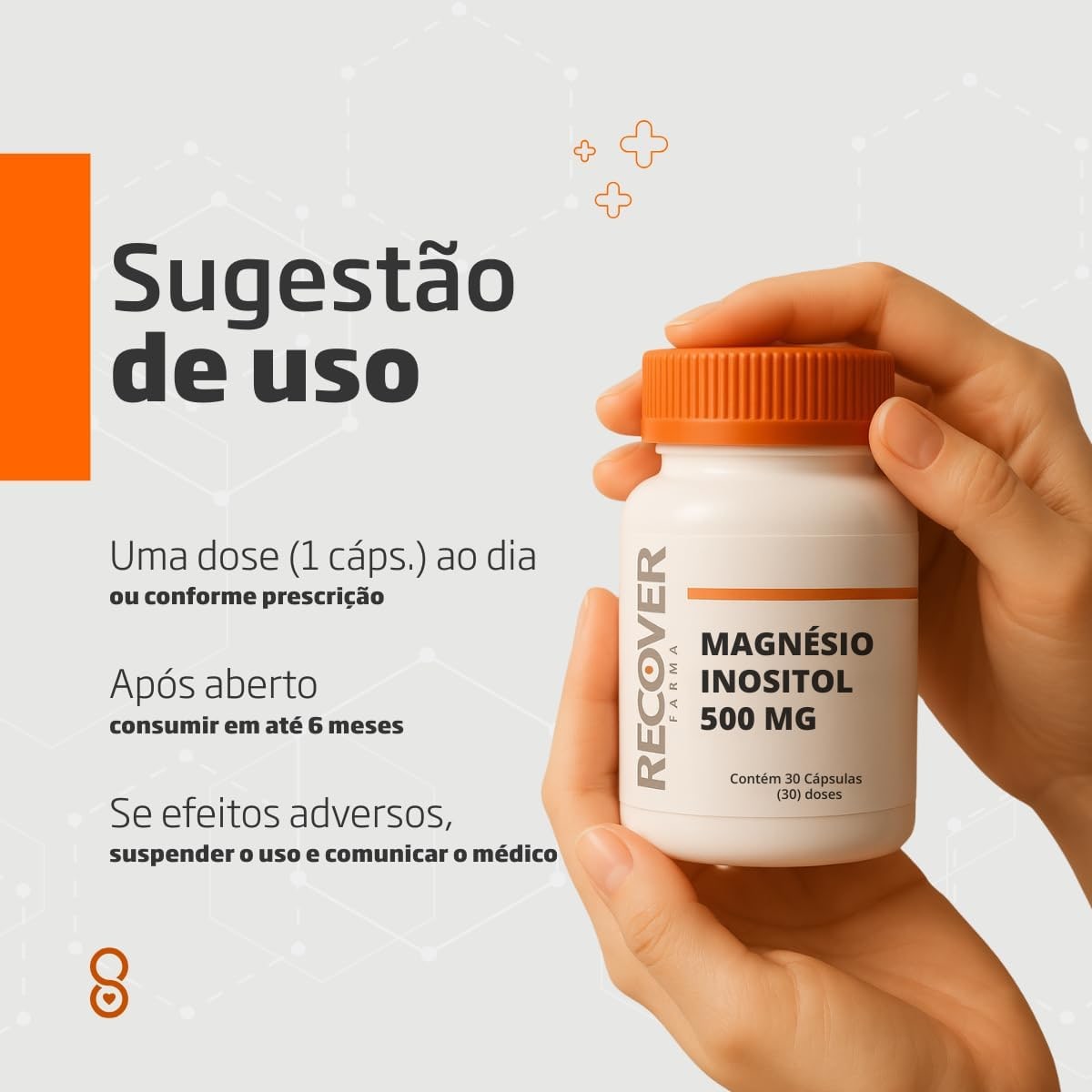 Magnésio Inositol 500mg - 30 Cápsulas - Recover Farma