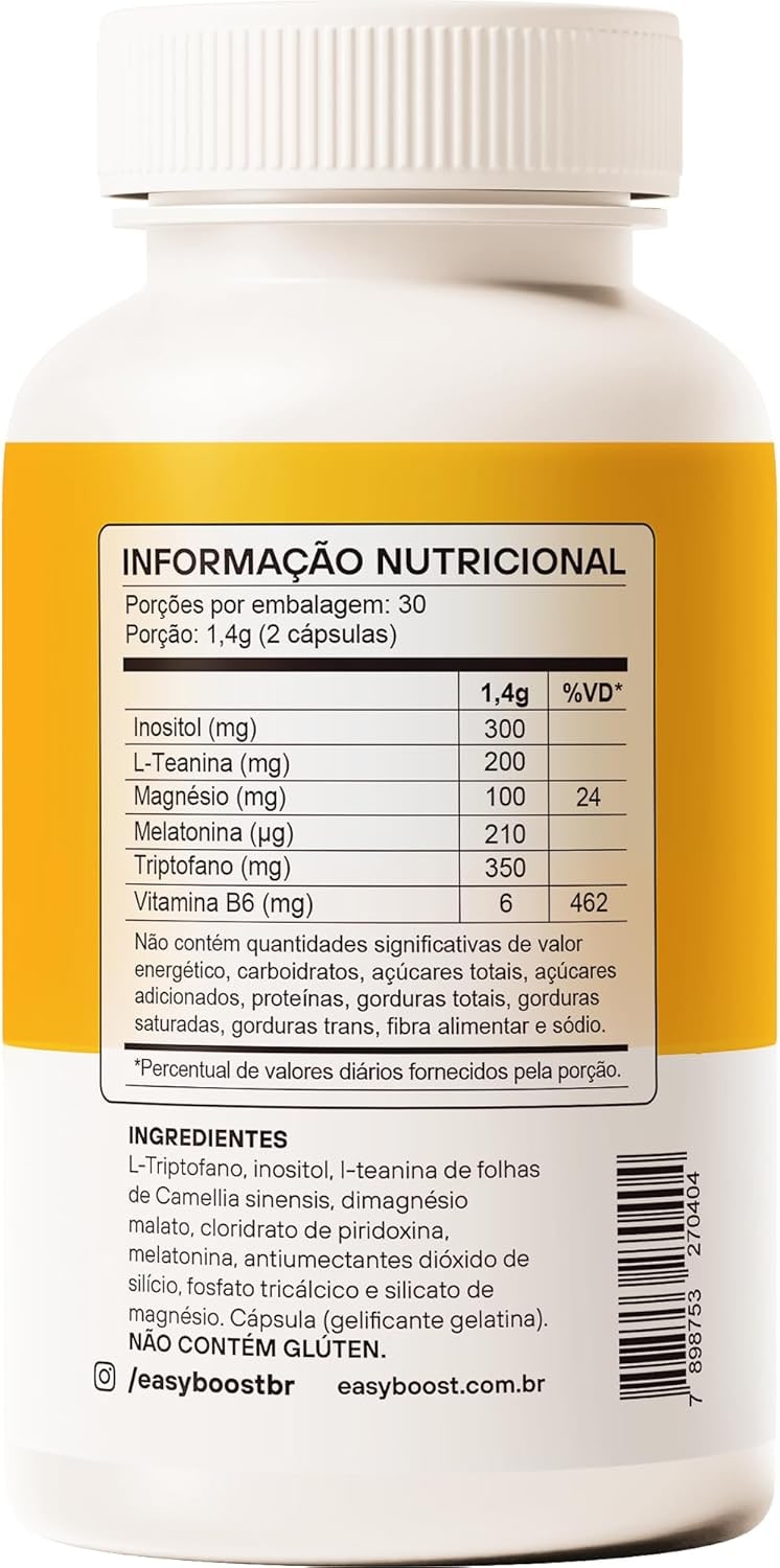 Magnésio Inositol Calm Easy Boost - Triptofano, Vitamina B6 e L- Teanina - Kit 2x 120 Caps thumbnail 3