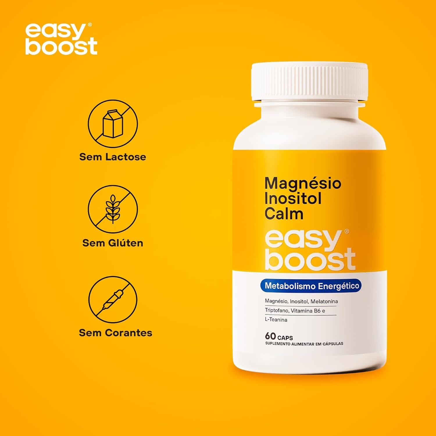 Magnésio Inositol Calm Easy Boost - Triptofano, Vitamina B6 e L- Teanina - Kit 2x 120 Caps thumbnail 5