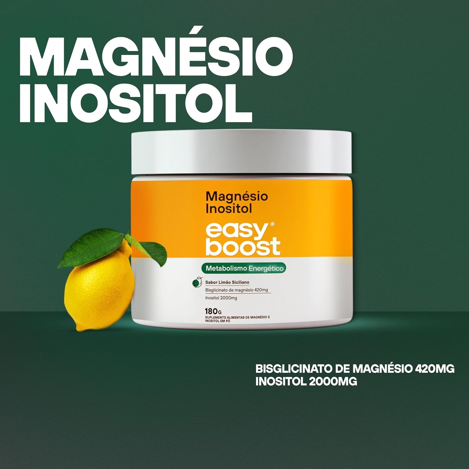 Magnésio Inositol Easy Boost Quelato Limão Siciliano 180g thumbnail 3