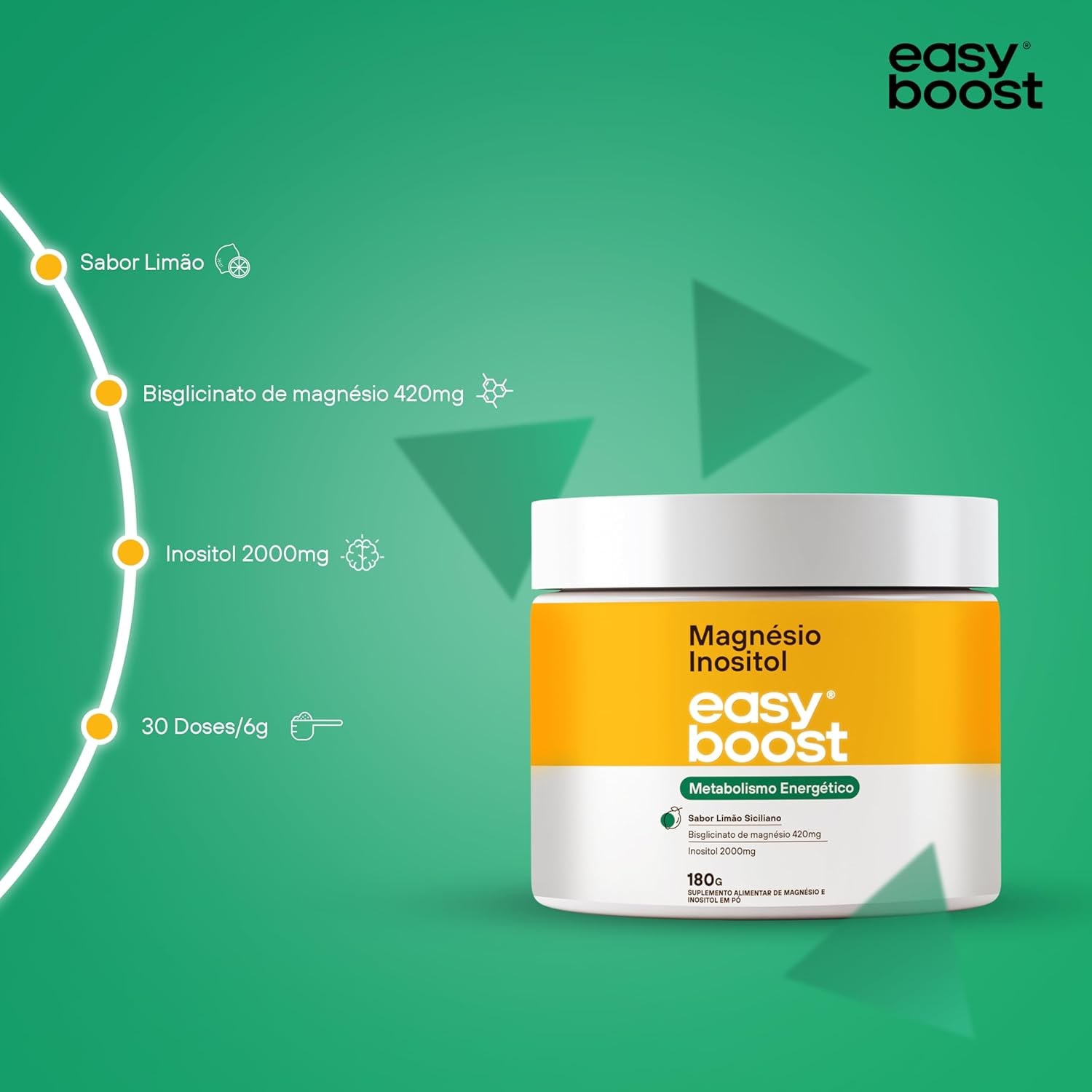 Magnésio Inositol Easy Boost Quelato Limão Siciliano 180g thumbnail 4