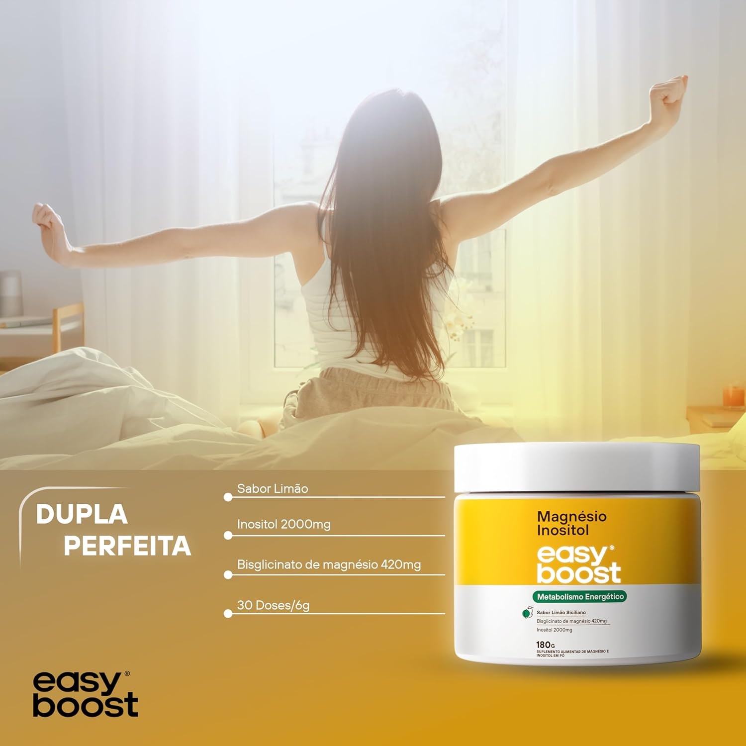 Magnésio Inositol Easy Boost Quelato Limão Siciliano 180g thumbnail 5