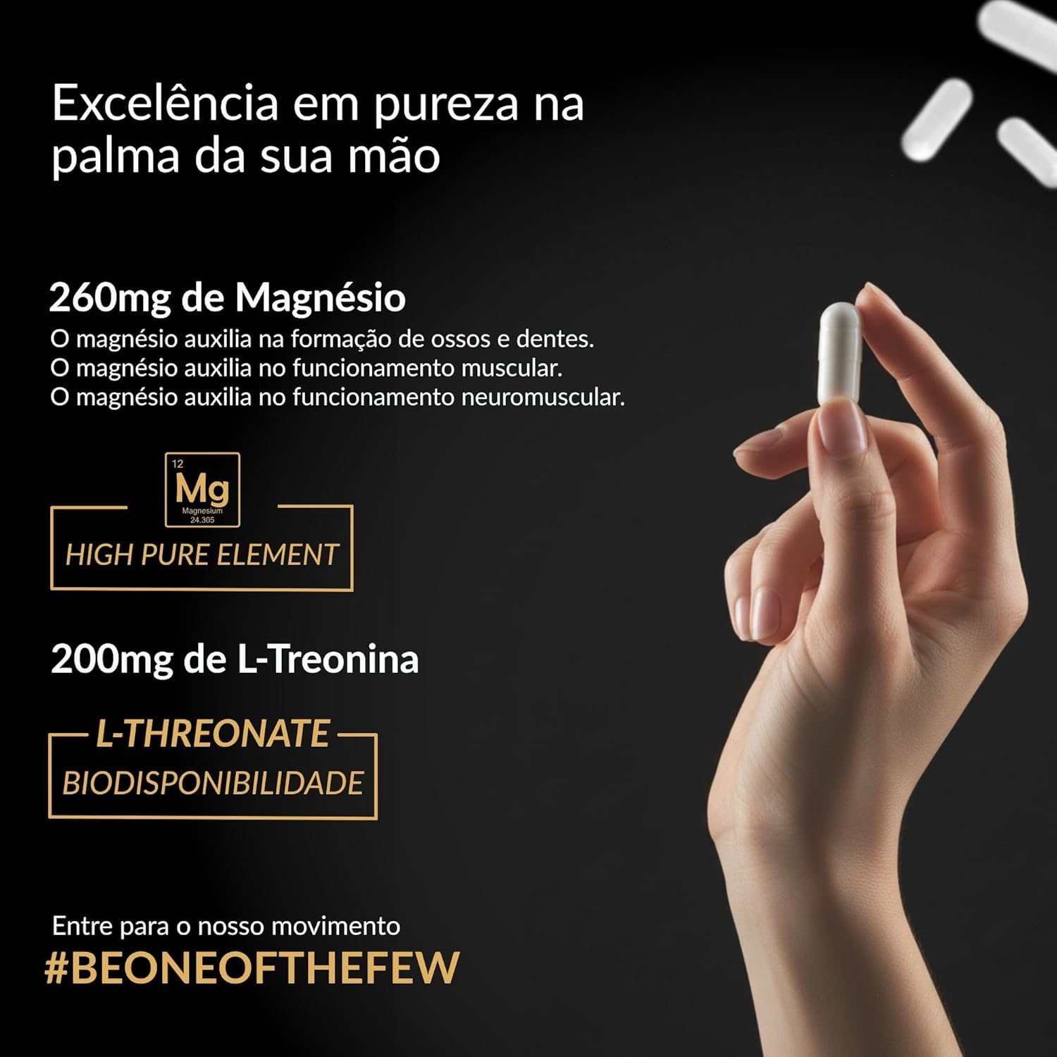 Magnésio L-Treonato 460mg 100% Puro ELLYM NUTRITION 180 Cápsulas 3 Meses Alta Concentração thumbnail 3