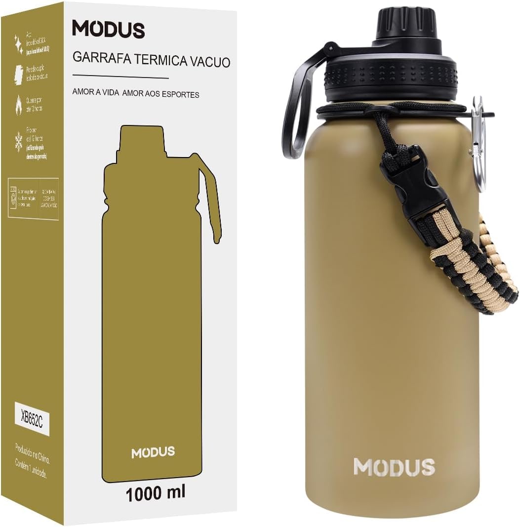 MODUS Garrafa Térmica Esportiva De Aço Inoxidável Com Isolamento A Vácuo De 1000ML (Caqui)