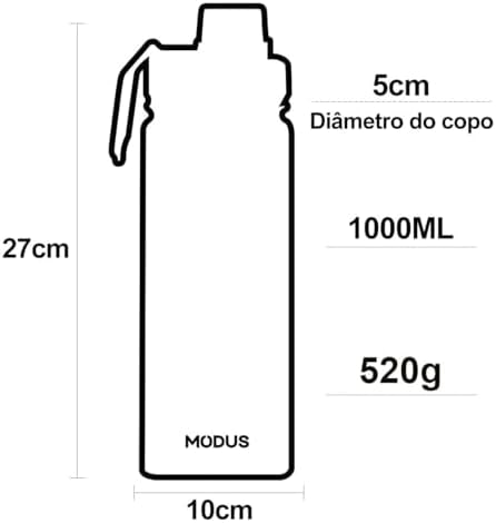 MODUS Garrafa Térmica Esportiva De Aço Inoxidável Com Isolamento A Vácuo De 1000ML (Caqui) thumbnail 8