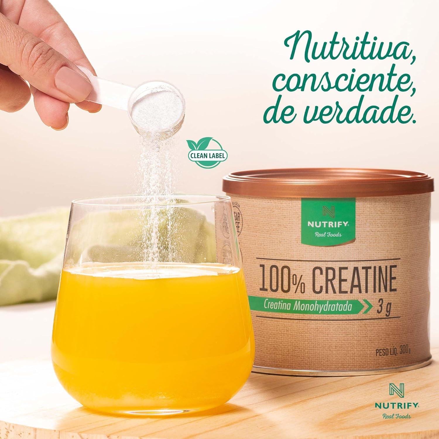 Nutrify - 100% Creatine 3g de Creatina por Dose - Suplemento Alimentar para Suporte Energético - Sem Glúten, Sem Lactose, Sem Açúcar, Vegana - Lata 300g thumbnail 5