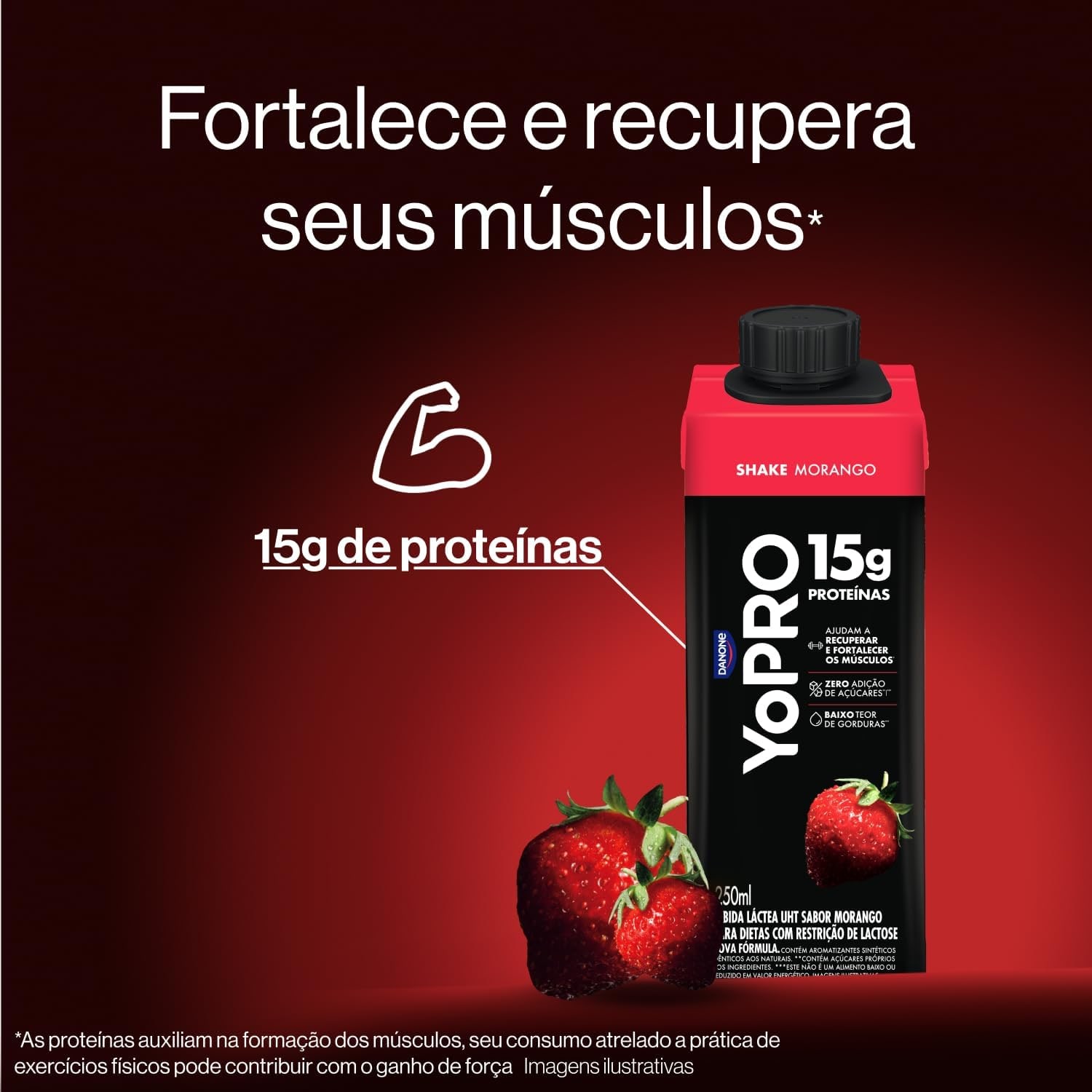 Pack YoPRO Bebida Láctea UHT Morango 15g de Proteínas 250ml -24 Unidades thumbnail 3