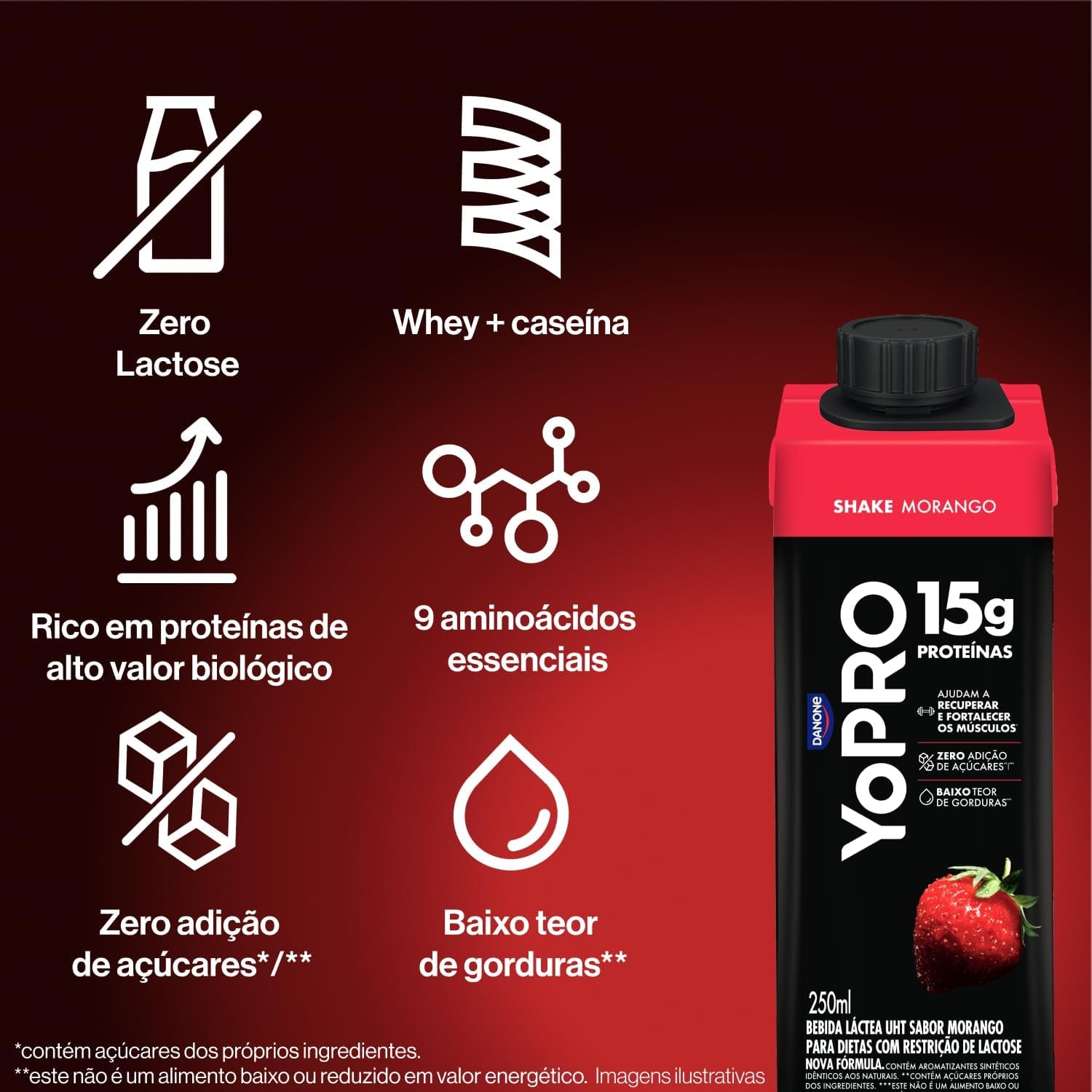 Pack YoPRO Bebida Láctea UHT Morango 15g de Proteínas 250ml -24 Unidades thumbnail 5
