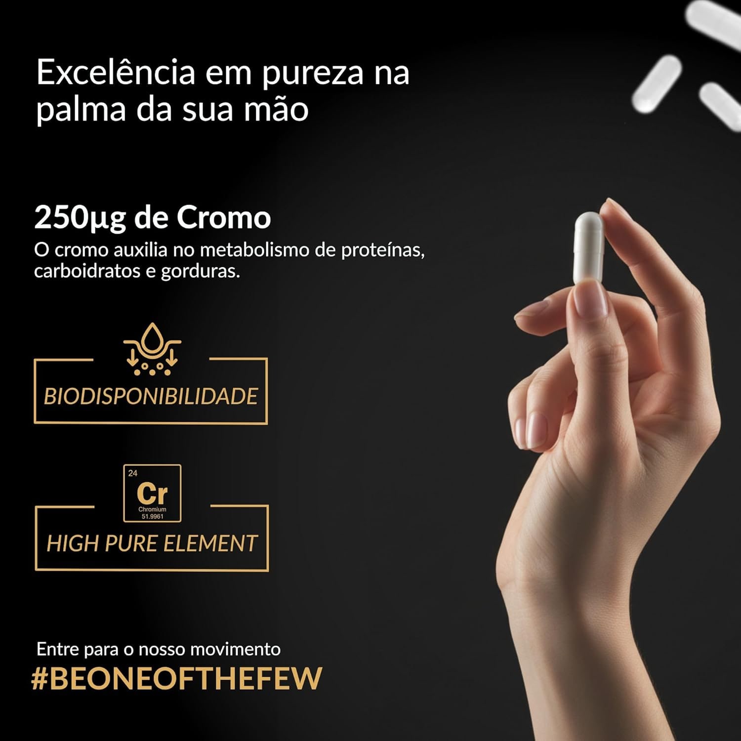 Picolinato De Cromo 250mcg Puro 180 Cápsulas Ellym Nutrition Alta Concentração 6 Meses Auxilia No Metabolismo De Proteínas, Carboidratos E Gorduras thumbnail 3