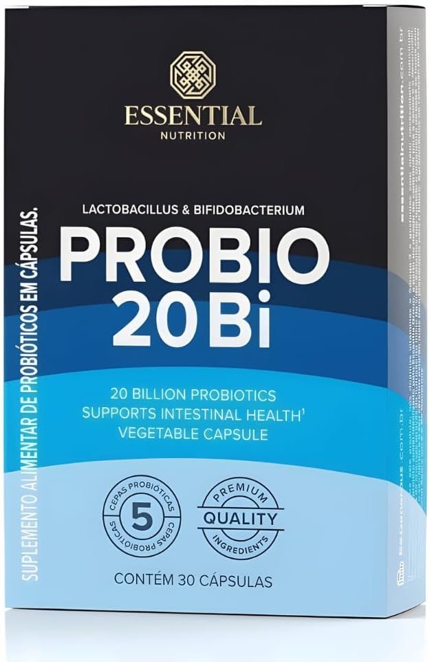 Probio 20Bi Essential Nutrition – Blend de Probióticos 20 Bilhões (30 Cápsulas) Saúde Intestinal e Imunidade