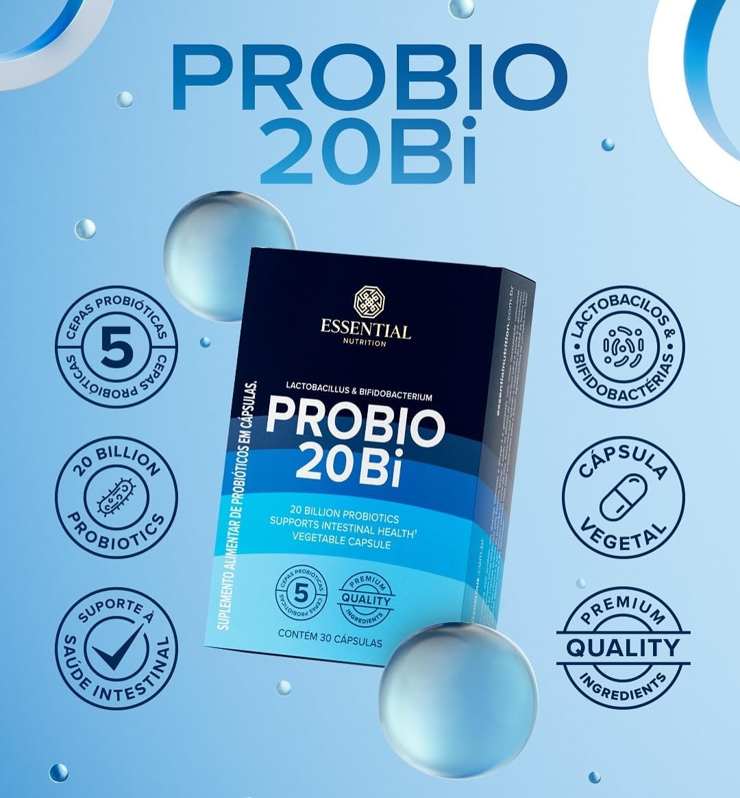 Probio 20Bi Essential Nutrition – Blend de Probióticos 20 Bilhões (30 Cápsulas) Saúde Intestinal e Imunidade thumbnail 3