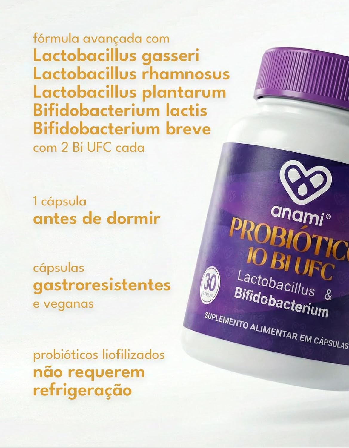 Probiótico 5 Cepas - Lactobacillus e Bifidobacterium - Probiótico Intestinal com 10 BI UFC - 30 Cápsulas Gastro thumbnail 2