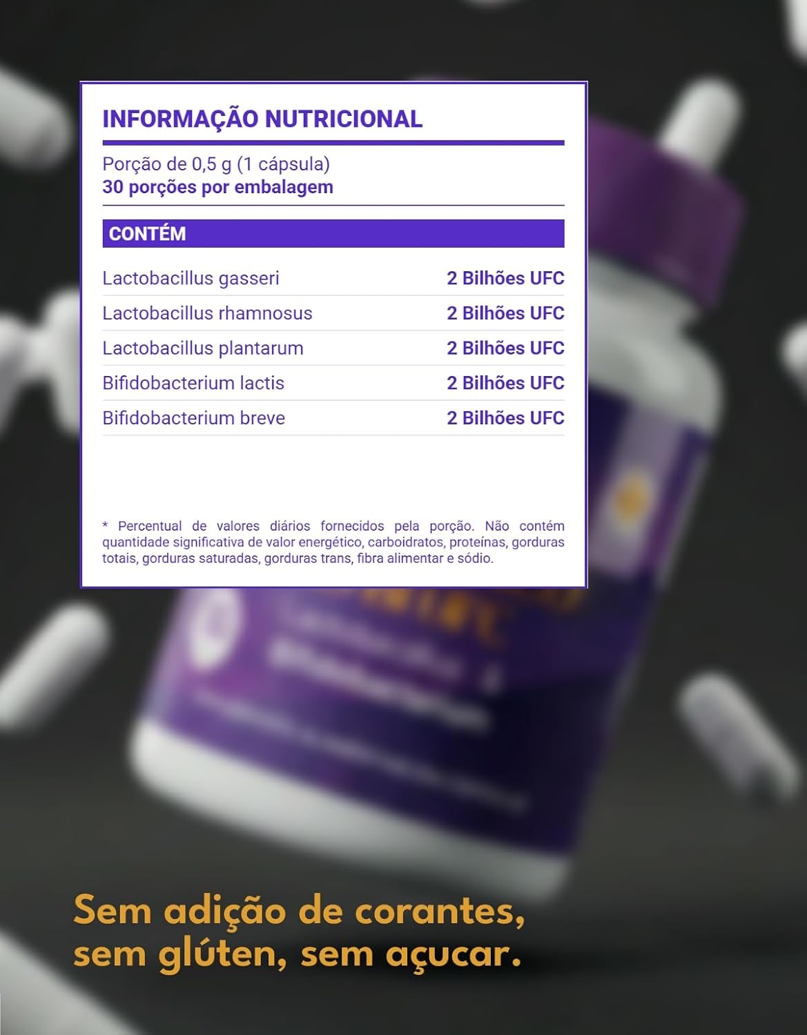 Probiótico 5 Cepas - Lactobacillus e Bifidobacterium - Probiótico Intestinal com 10 BI UFC - 30 Cápsulas Gastro thumbnail 5