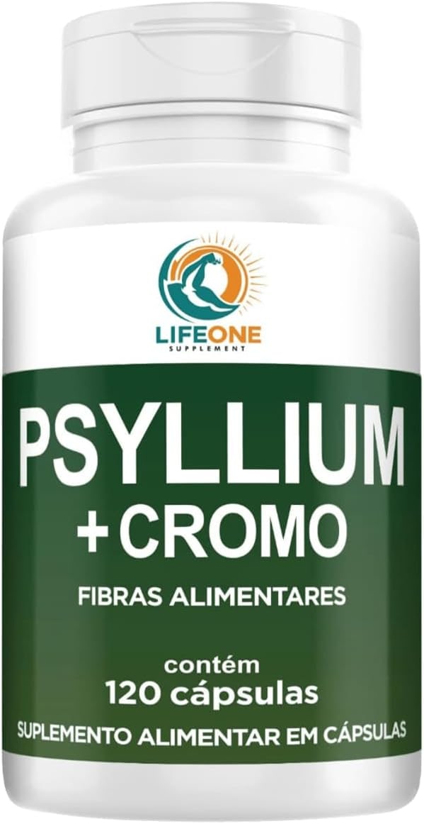 Psyllium 2400mg + Cromo Fibras Alimentares, 120 Cápsulas, Life One