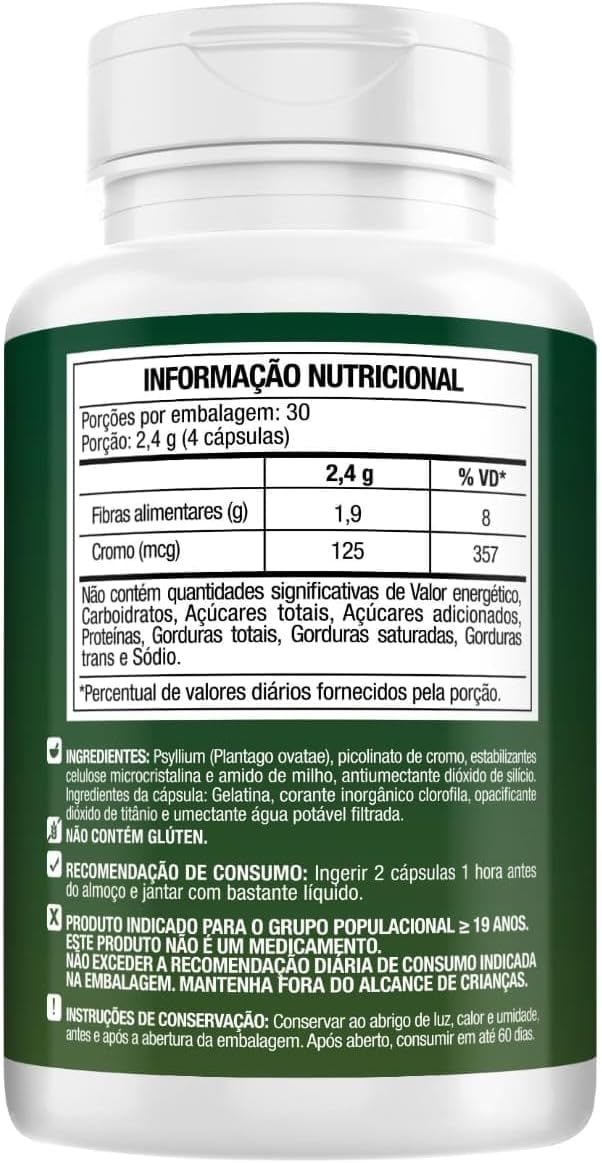 Psyllium 2400mg + Cromo Fibras Alimentares, 120 Cápsulas, Life One thumbnail 3