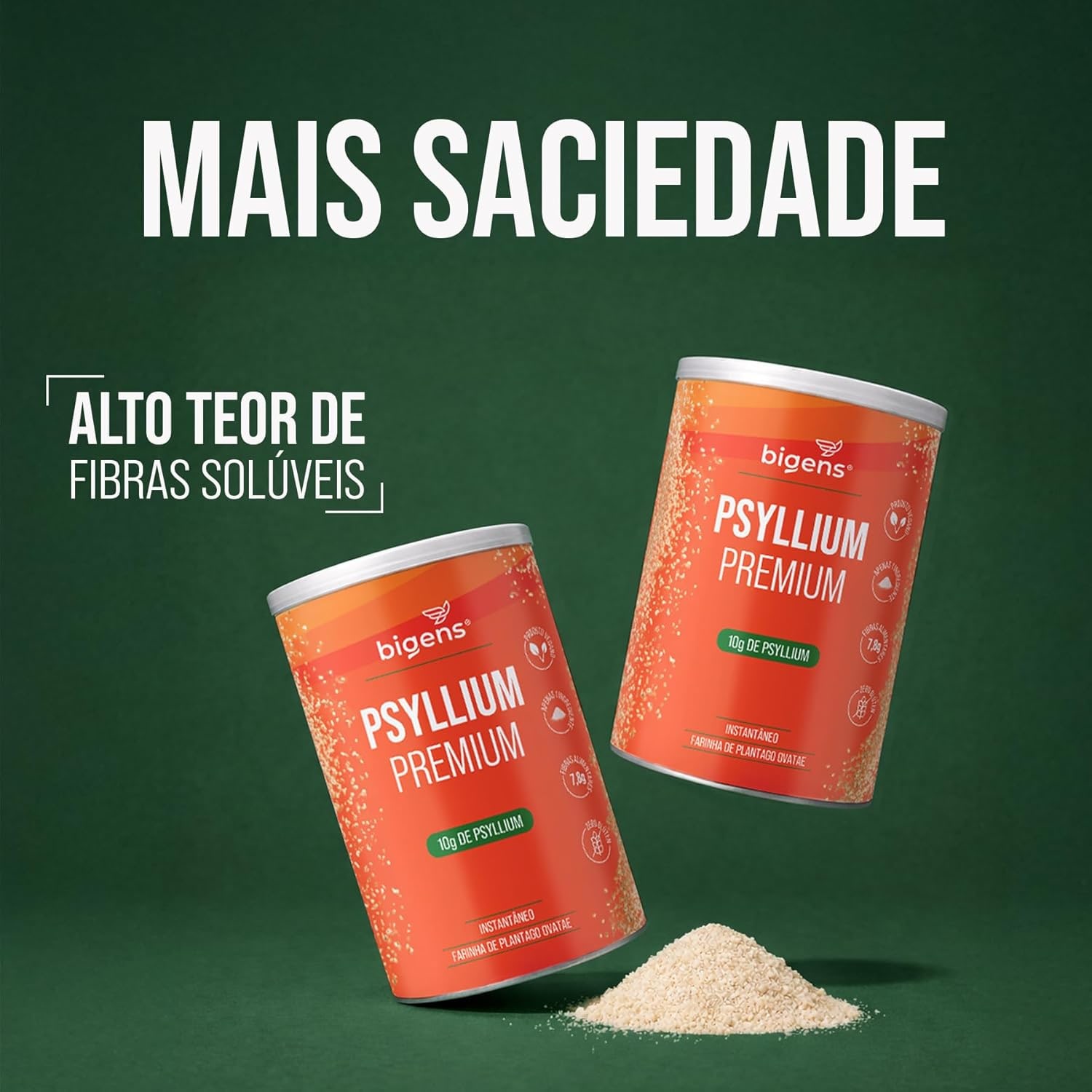 Psyllium Premium, Bigens, Fibra Solúvel, 100% Puro, Sem Aditivos, Vegano, Sem Glúten, 300g em Pó thumbnail 3