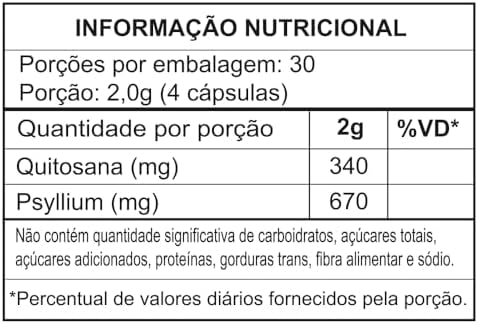 Quitosana Com Psyllium 500mg 120 Cápsulas thumbnail 5