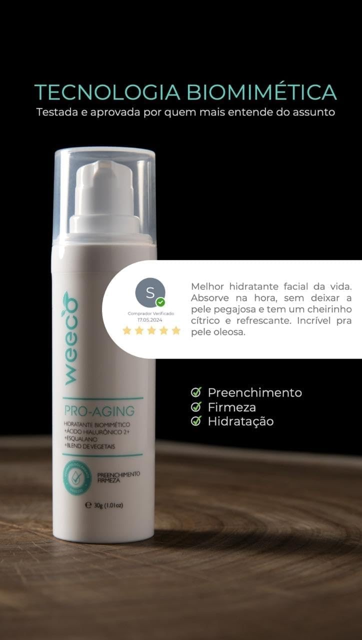 Sérum Facial Anti-Idade Weeco 30ml – Biomimético com Ácido Hialurônico, Esqualano e Açaí – Hidratação e Firmeza da Pele – Vegano e Dermatologicamente Testado thumbnail 4