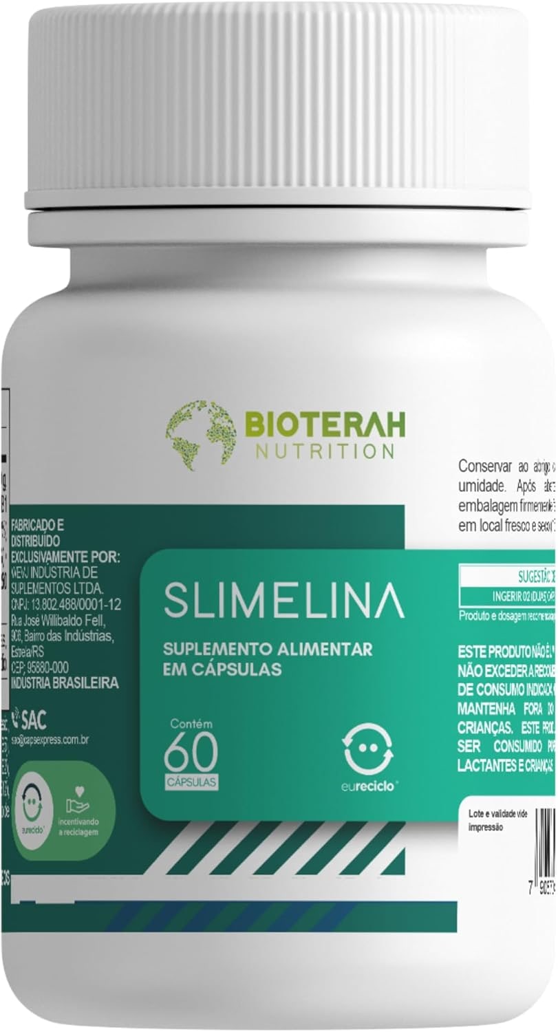 Slimelina 60 Cápsulas BIOTERAH Complexo Vitamina B Extrato de Laranja Moro Cafeína Magnesio e Vitaminas C e D3