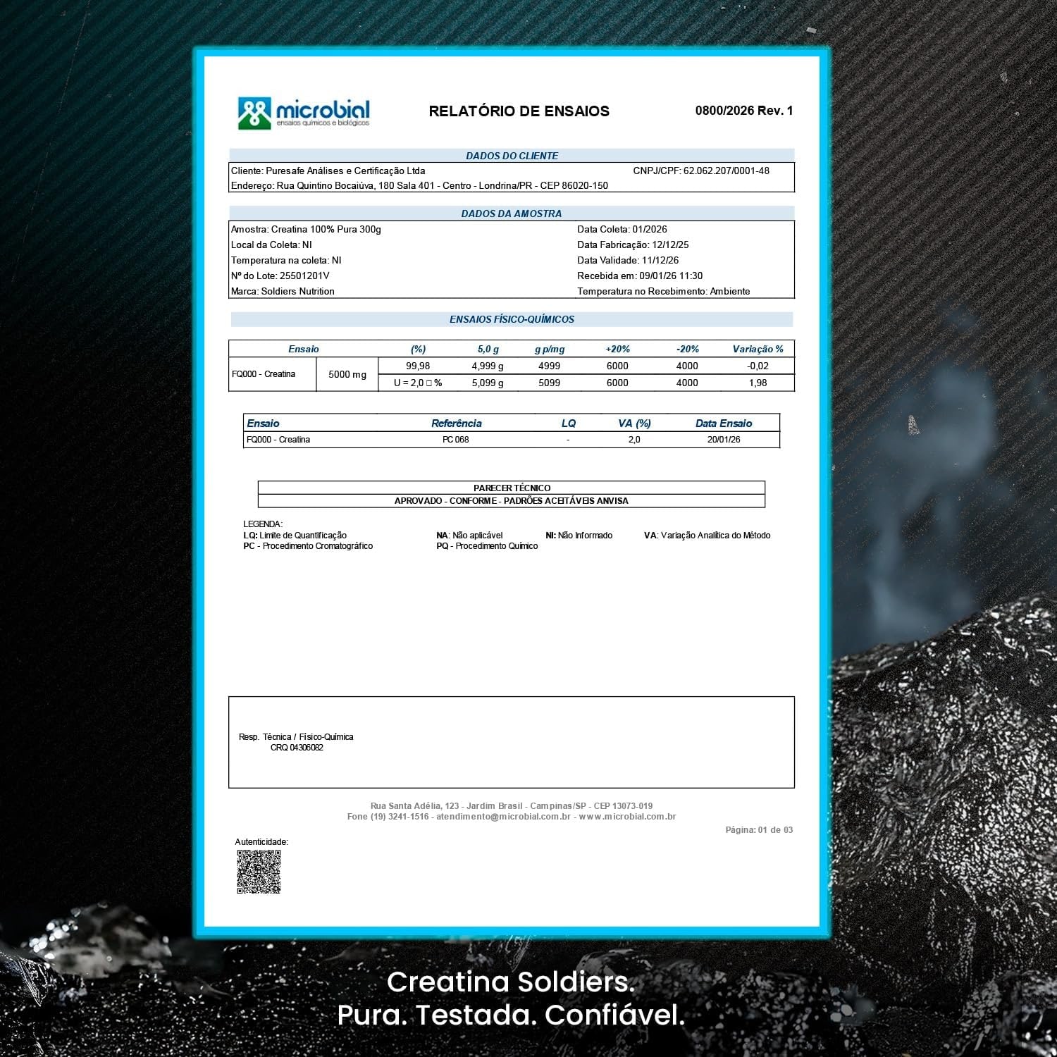 Soldiers Nutrition Creatina Monohidratada 500g thumbnail 3