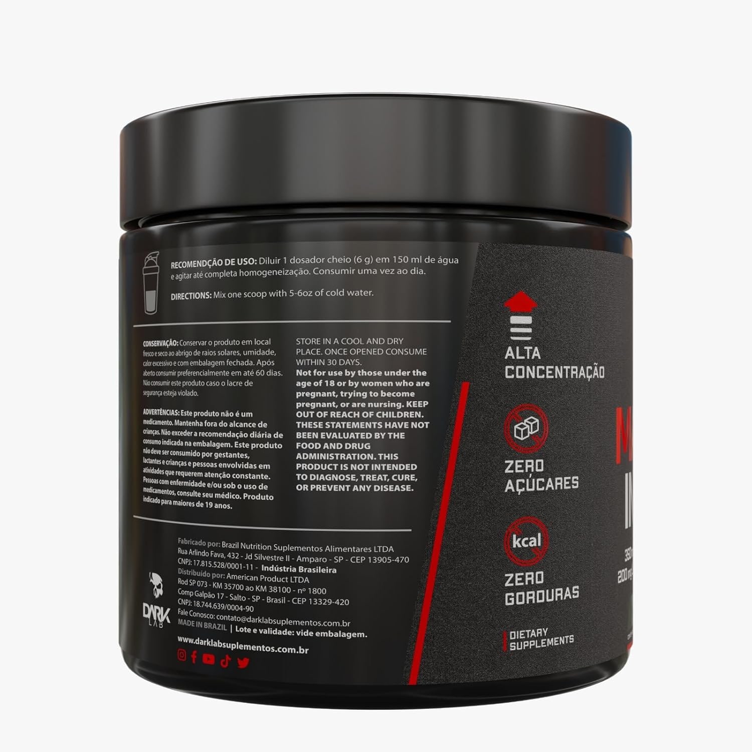 Suplemento Magnésio Inositol, Dark Lab, 300g, Maracujá thumbnail 4