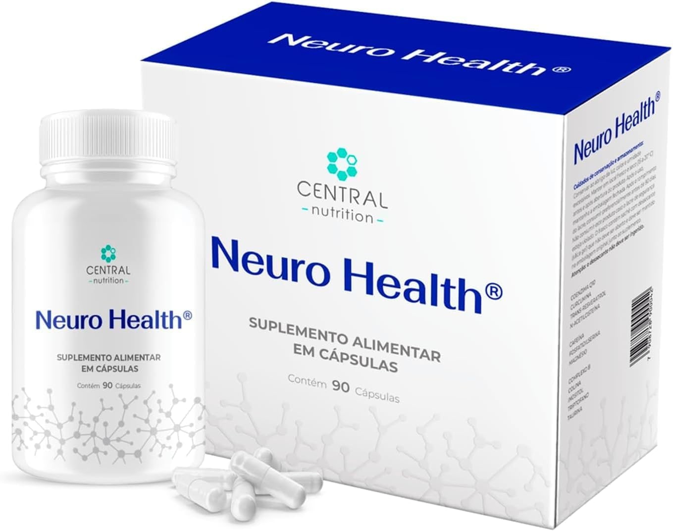 Suplemento Neuro Health Central Nutrition, 90 Cápsulas, com Magnésio Bisglicinato e Coenzima Q10