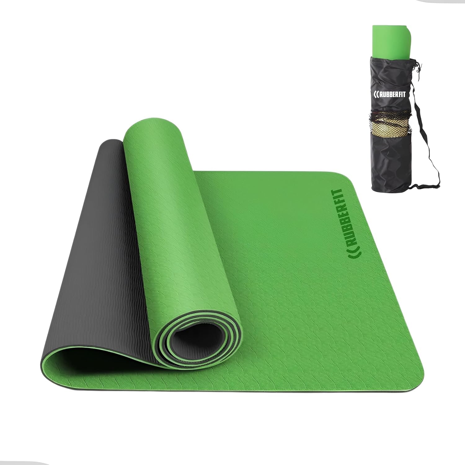 Tapete de Yoga Antiderrapante TPE 6mm Pilates com Bolsa Premium Rubber Fit