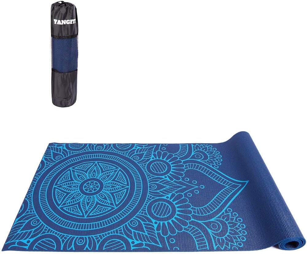 Tapete Yoga Mat Pilates PVC Com Estampa e Bolsa Yangfit