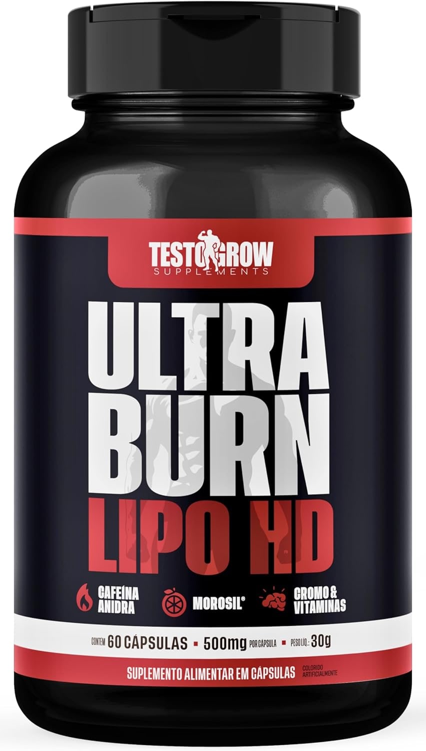 Termogênico Ultra Burn Lipo HD – Morosil® 400 mg + Cafeína, Cromo e Vitaminas para Auxílio na Queima de Gordura – 60 Cápsulas
