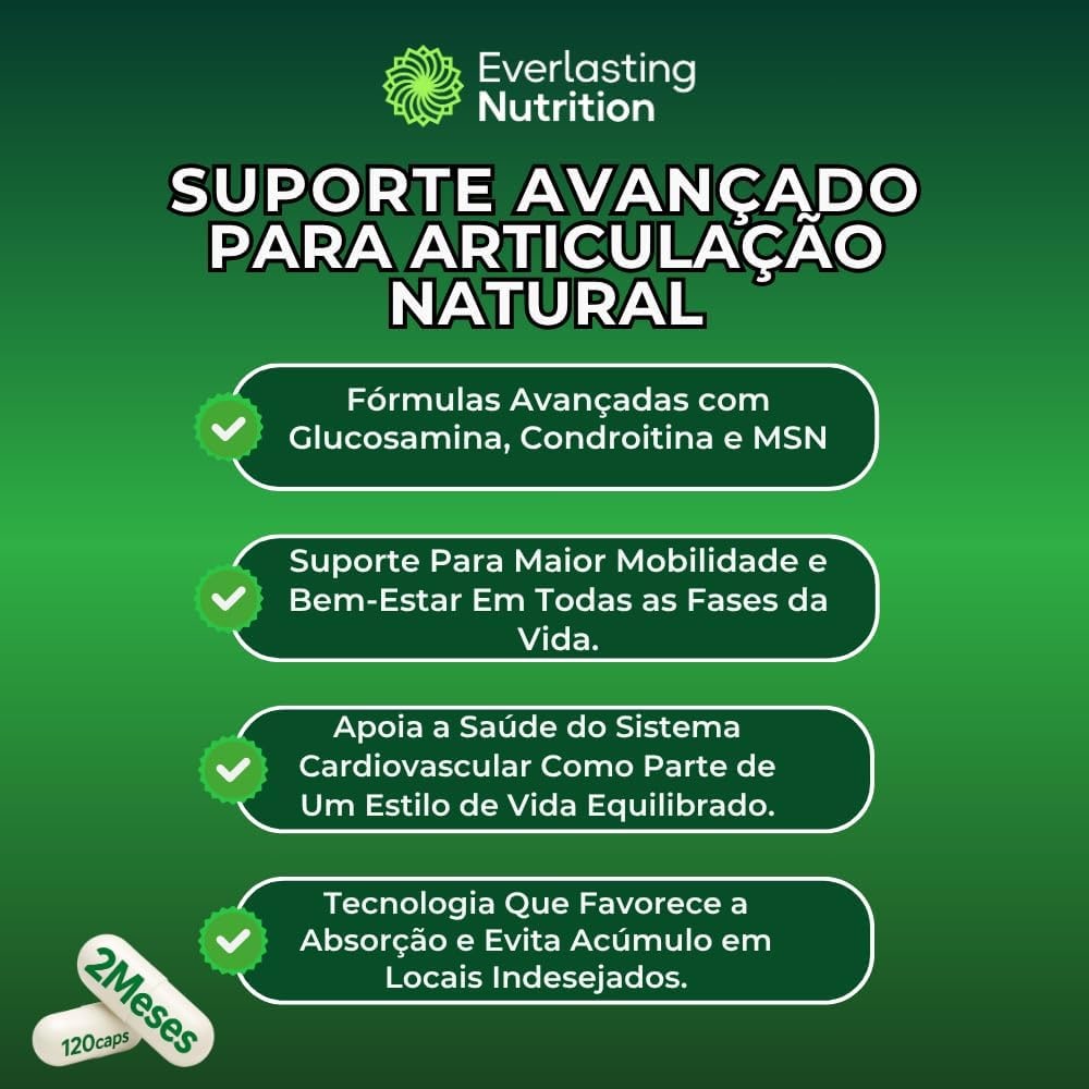 Vitamina D3+K2 Premium com Glucosamina Condroitina MSM Curcumina Colágeno II – 120 Cápsulas – Everlasting Nutrition thumbnail 5
