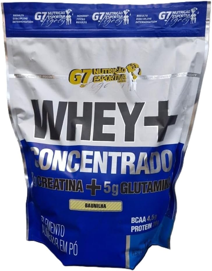 WHEY CONCENTRADO + 3g CREATINA + 5g GLUTAMINA - REFIL 1KG - SABOR BAUNILHA - G7 NUTRIÇÃO ESPORTIVA LEGACY