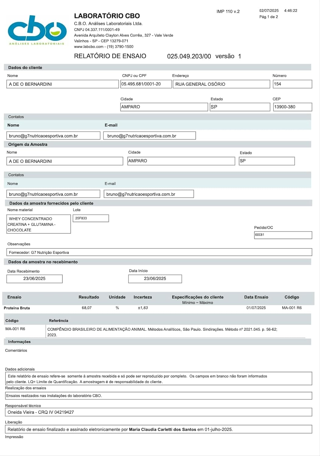 WHEY CONCENTRADO + 3g CREATINA + 5g GLUTAMINA - REFIL 1KG - SABOR BAUNILHA - G7 NUTRIÇÃO ESPORTIVA LEGACY thumbnail 6