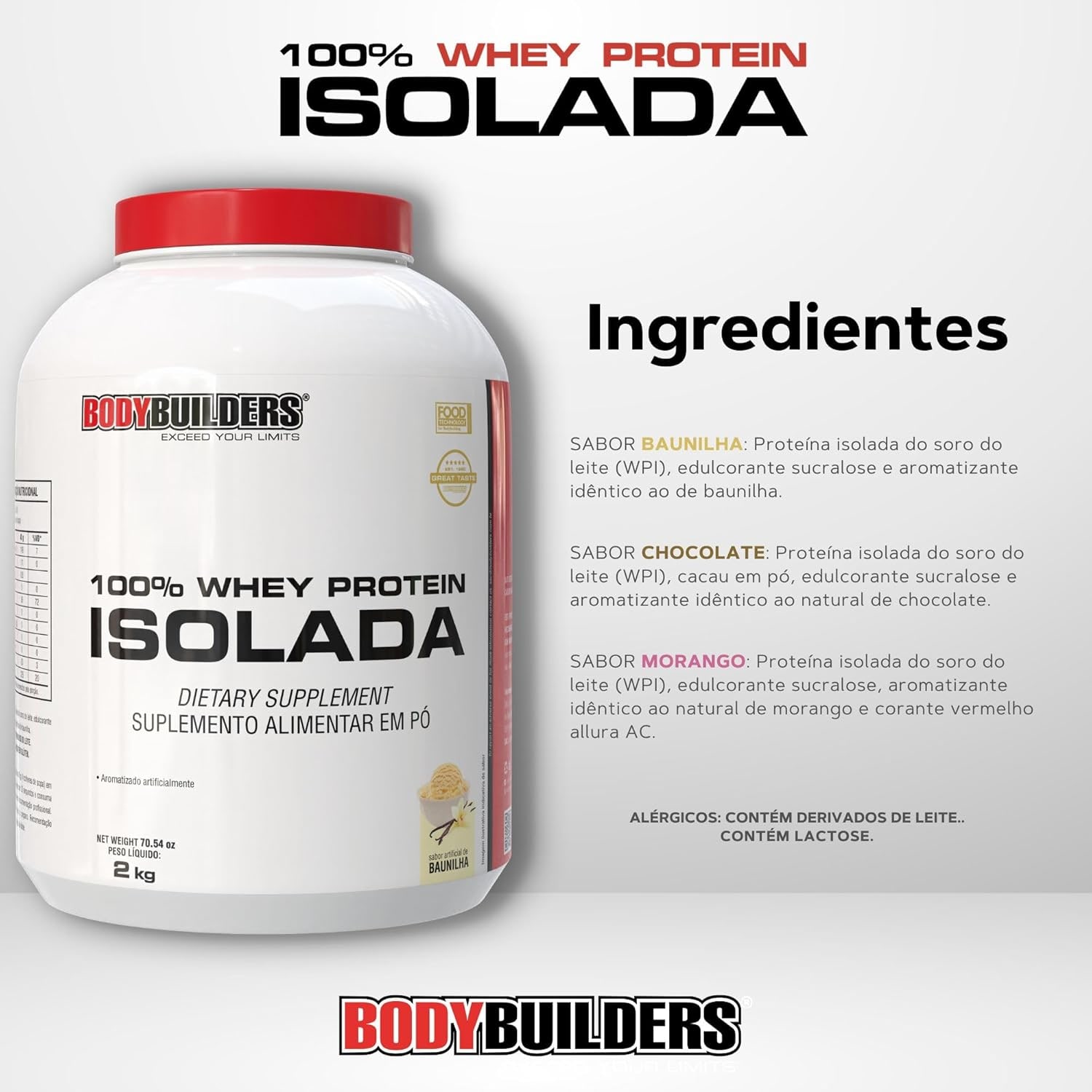 Whey Protein 100% Isolada Baunilha 2kg - Bodybuilders thumbnail 4