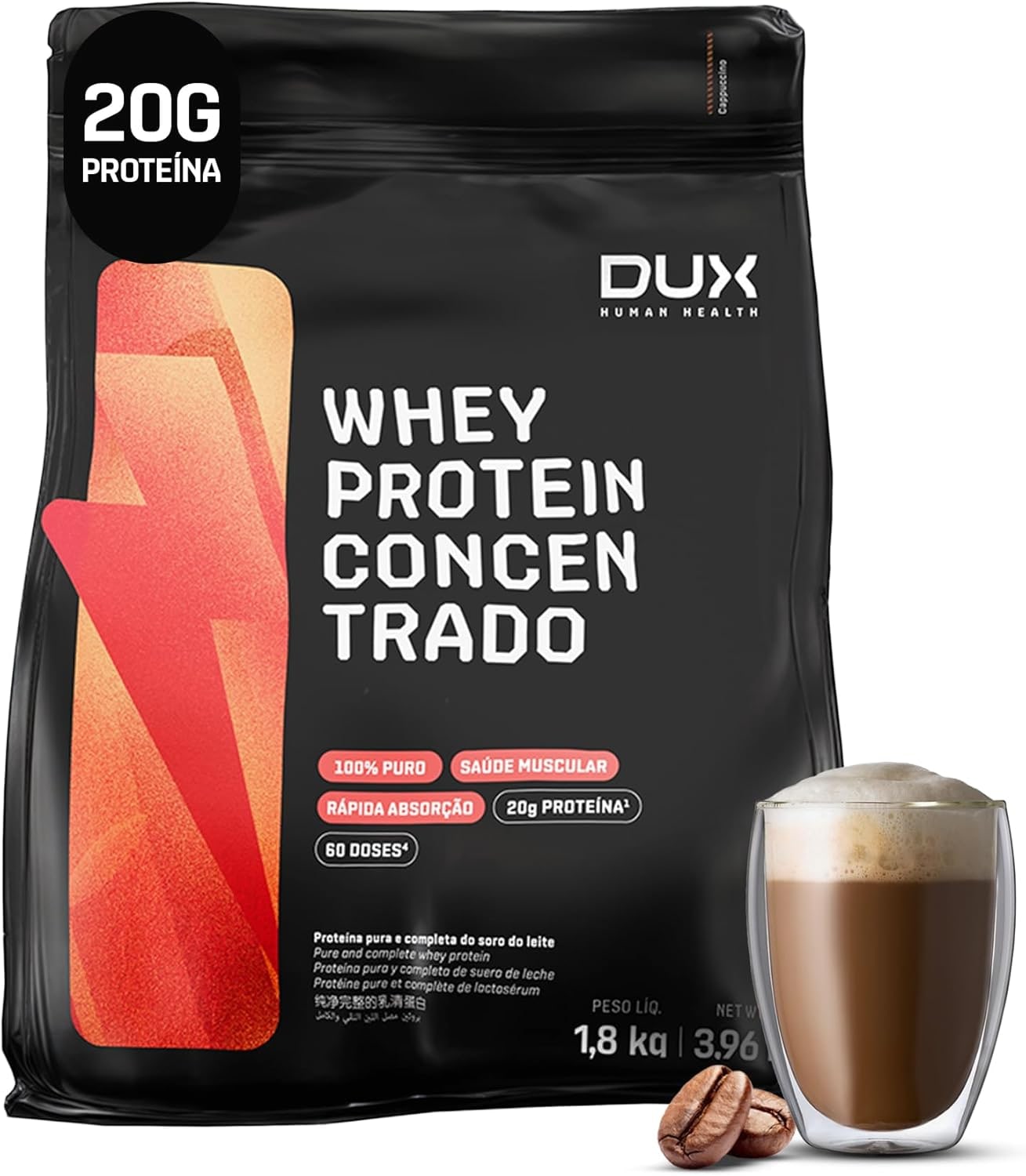 Whey Protein Concentrado Chocolate Branco Pote 900g – Contribui para o Ganho Muscular Hipertrofia – Dux Human Health thumbnail 7