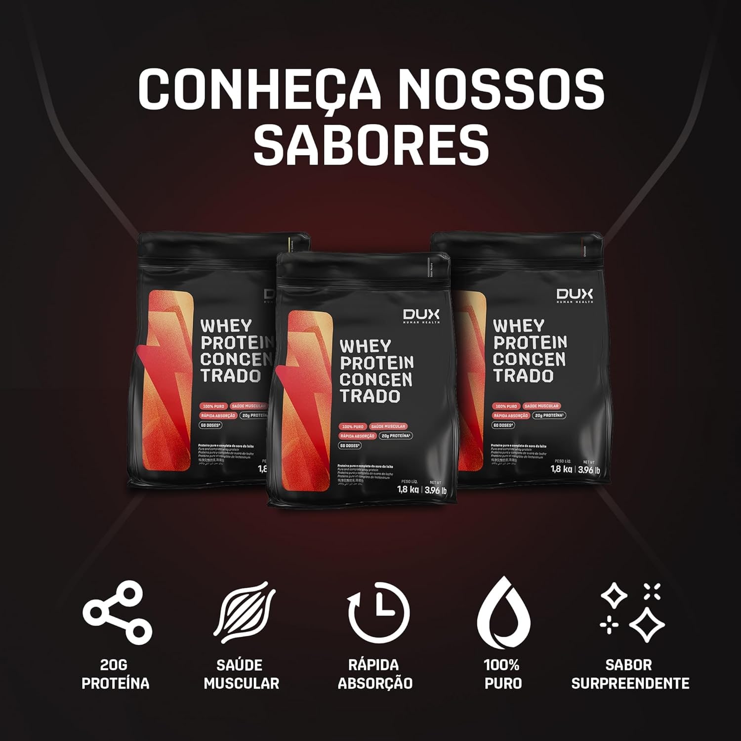 Whey Protein Concentrado Morango Refil 1.8kg – Contribui Para o Ganho Muscular Hipertrofia – Dux Human Health thumbnail 5